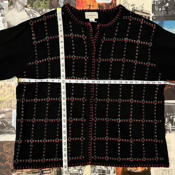 Vintage Lemon Grass Grid Christmas Sweater - Picture 5 of 7